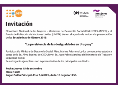 UNFPA INVITA :: Presentación de las Estadísticas de Género 2015: “La persistencia de las desigualdades en Uruguay” 15/09 